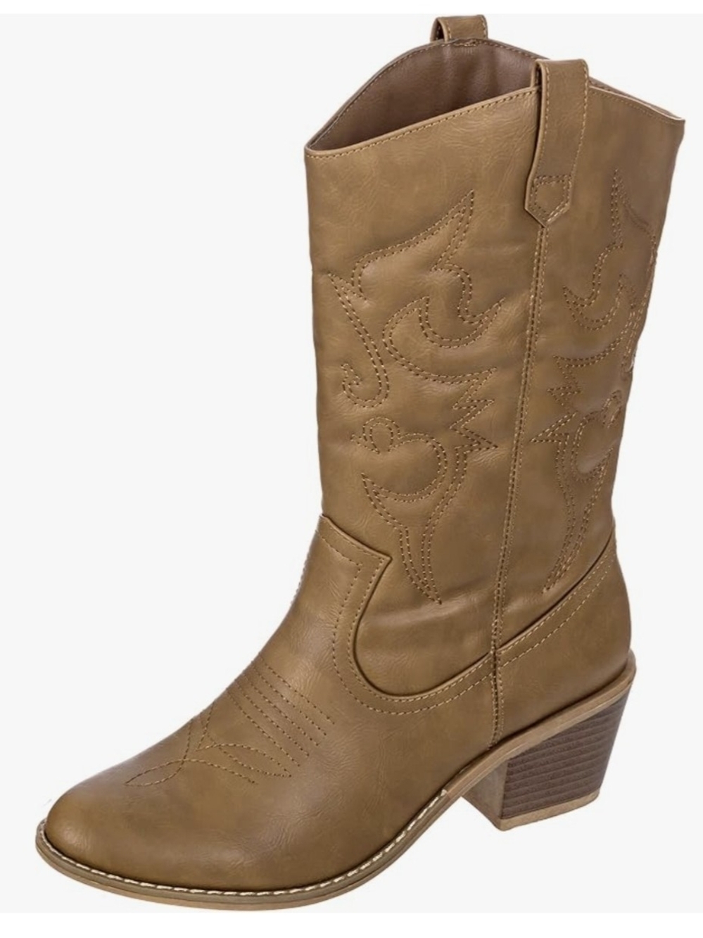 Women’s Tan Western Mid-Calf Cowboy Boots